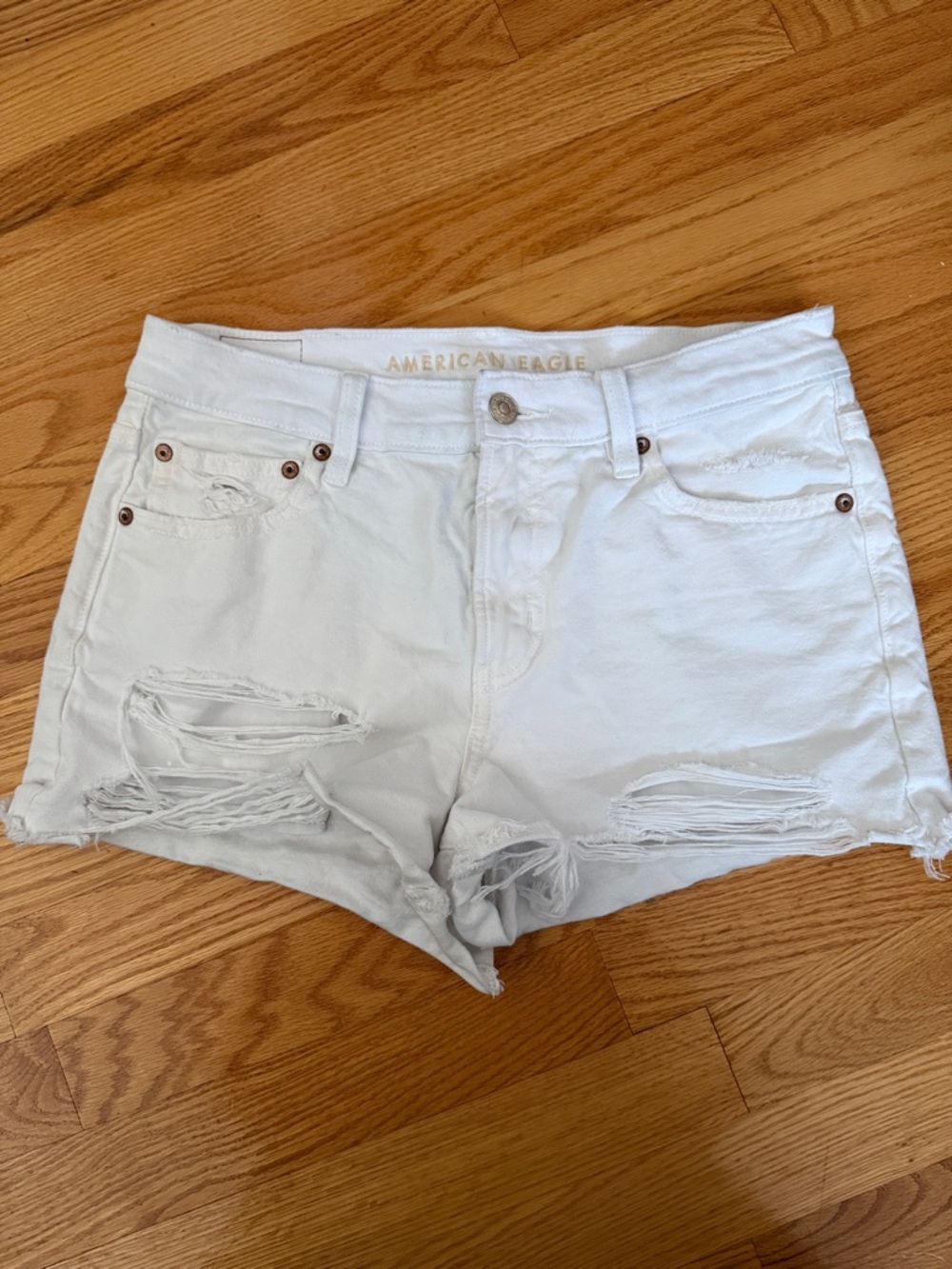 American Eagle Outfitters White Ripped Denim Shorts